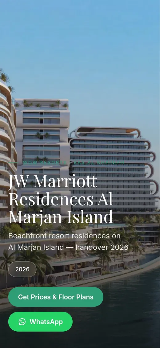 Generated landing page for JW Marriott Residences Al Marjan Island